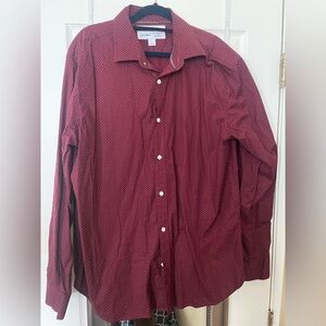 Burgundy Polkadot Casual Button-up
